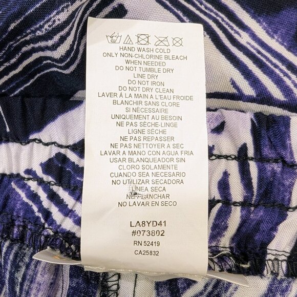 LA BLANCA Full Slit Coverup Pants L Women's Blue Navy White Abstract Beach Pool - Picture 5 of 7